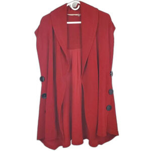 Women's SOFT SURROUNDINGS Mesa‎ Red Draped Open Boho Vest SZ L Buttons Holiday